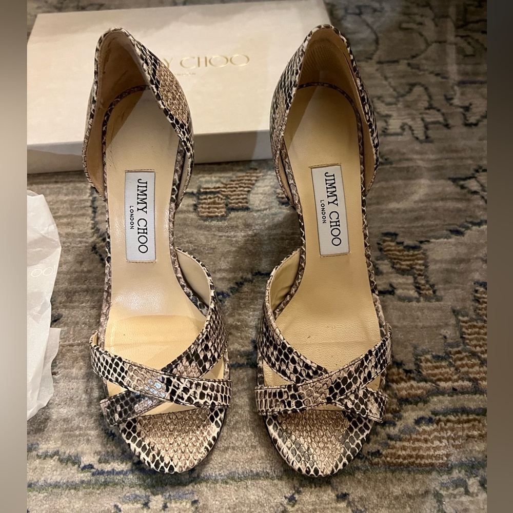 Jimmy Choo size 37 Snake Print Leather platform